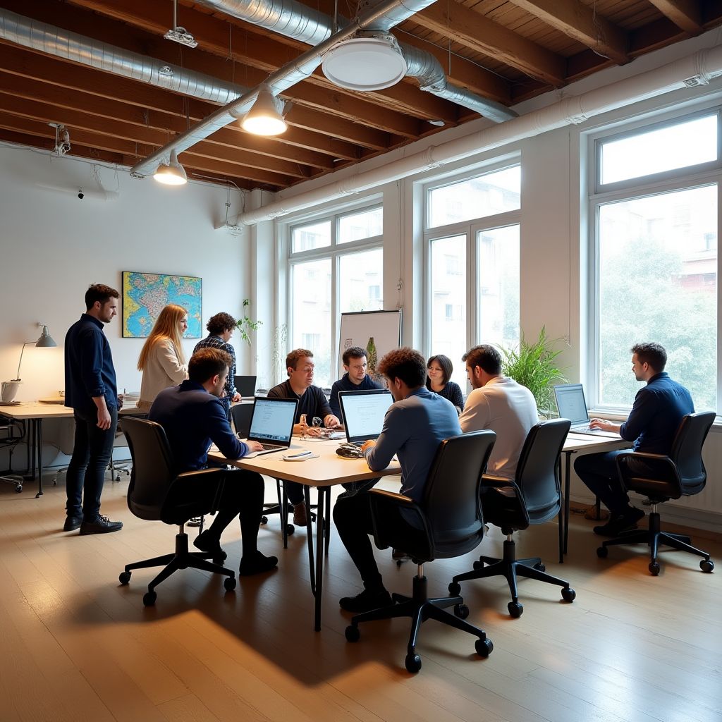 Equipo de diseñadores trabajando juntos